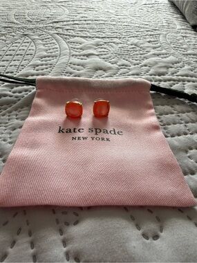 kate spade gold-tone stud earrings with coral accents